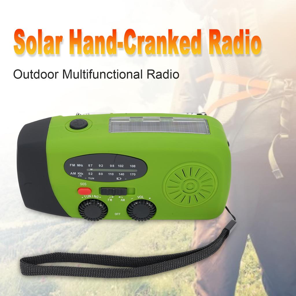 Solar-Notfallradio mit Handkurbel und Typ-C-Aufladung, AM FM Tragbares Radio, 5000mAh Wiederaufladbarer Akku, SOS