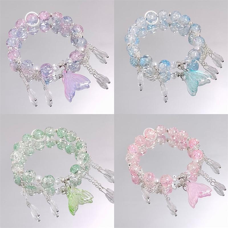 Handgefertigtes Perlenarmband für Damen Elegantes Schmetterlings-Quasten-Anhänger-Accessoire für Geburtstagsgeschenk
