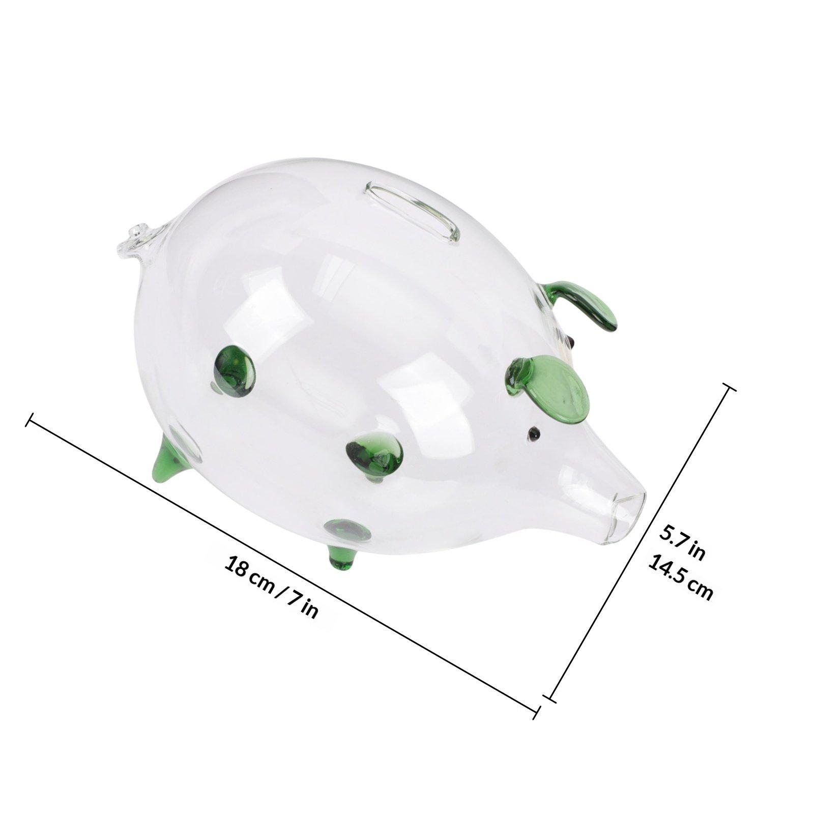 Прозрачная стеклянная копилка Милая копилка в форме свиньи для подарка на День Рождения, Рождество, Новый Год Прозрачная банка для сбора монет зелёный