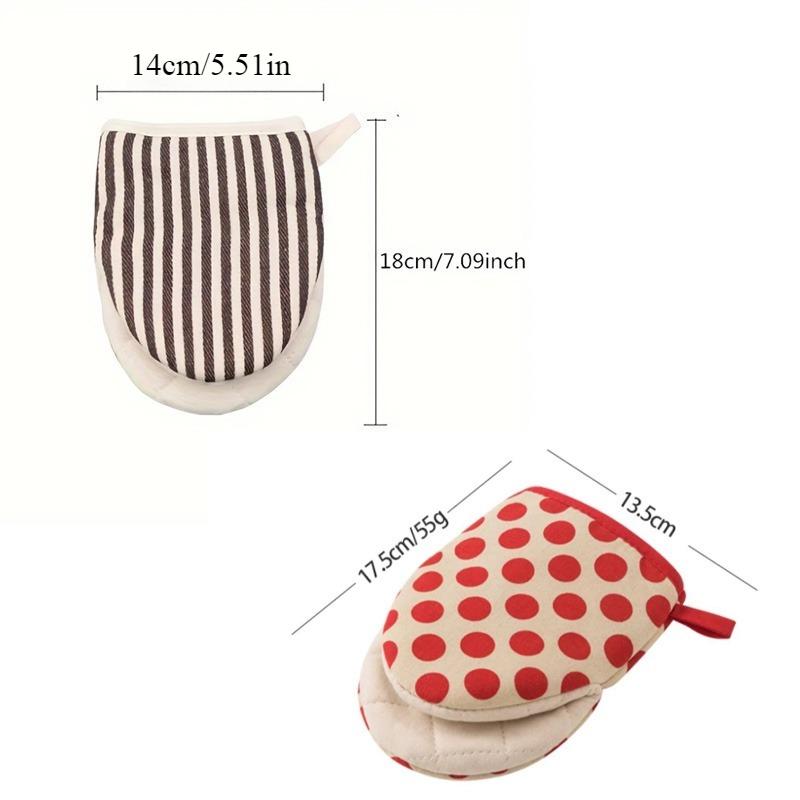 Heat-Resistant Oven Gloves Japanese-style Stripe Mini Oven Mitts Baking Gloves with Hanging Loops Hot Gloves for Cooking