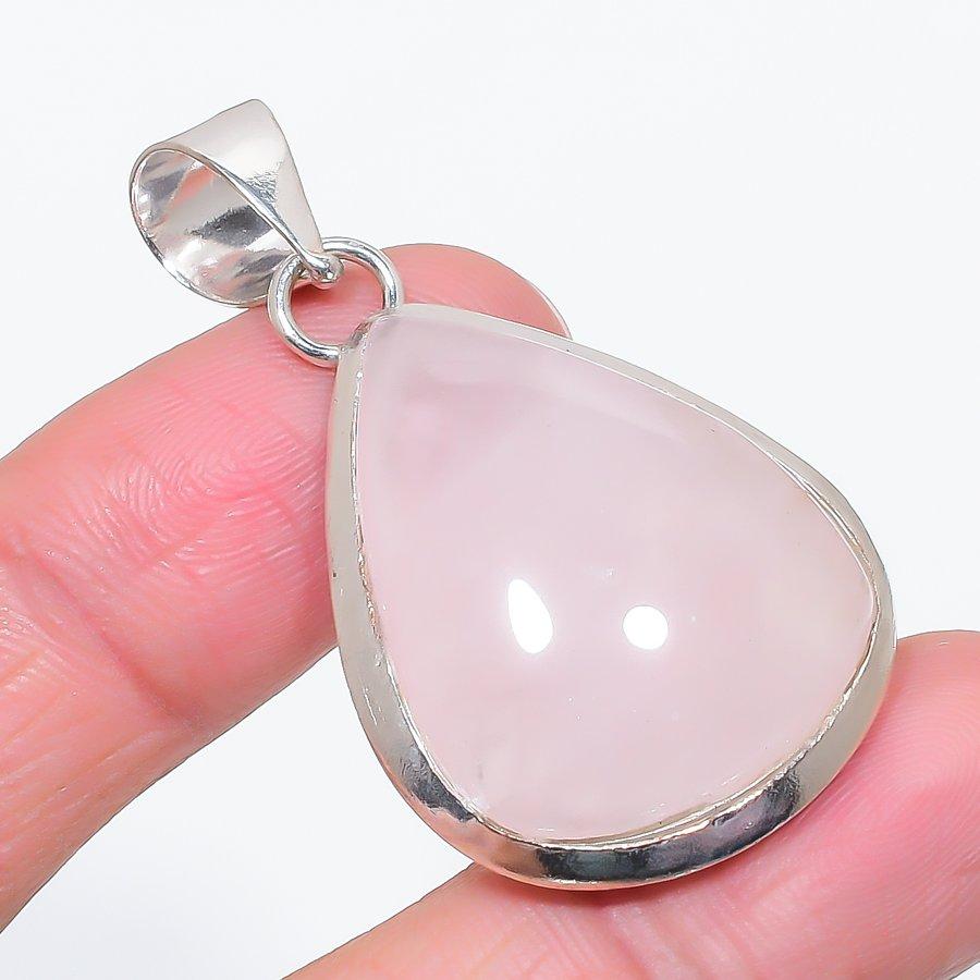 

Натуральный камень Розовый кварц Серебро 925 пробы Ювелирная подвеска 1,97 e5l17