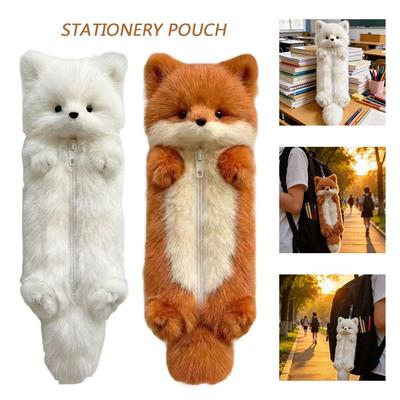 Zipper Closure Pencil Case Plush Stationery Pouch New Stationery Storage Bag  School Office