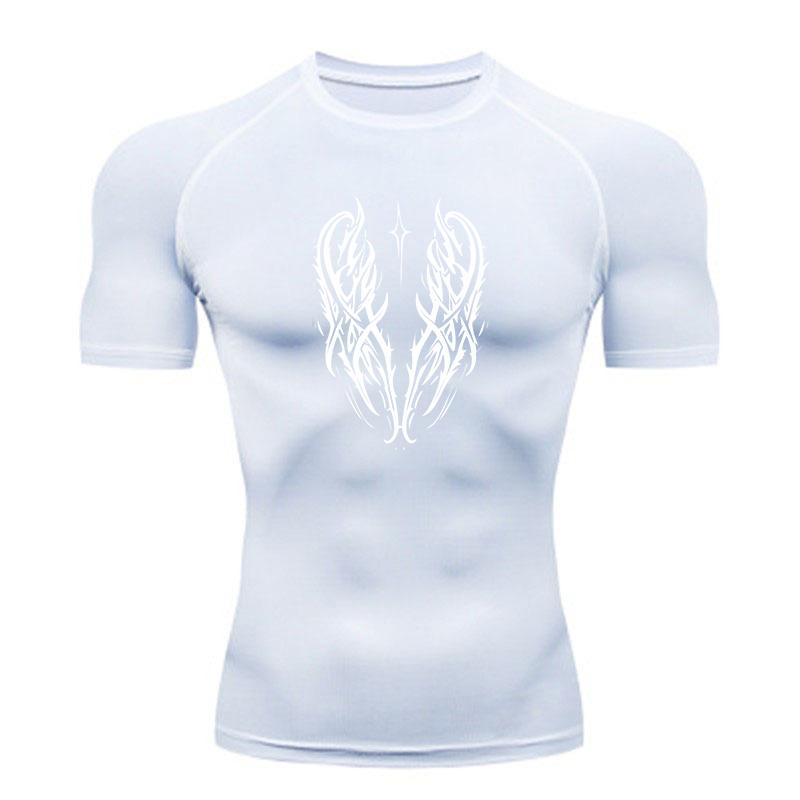 Men's Compression Athletic Workout T-Shirt, Mystic Thorn Wing Star Print Quick Dry Breathable Sport Top for Gym Fitness