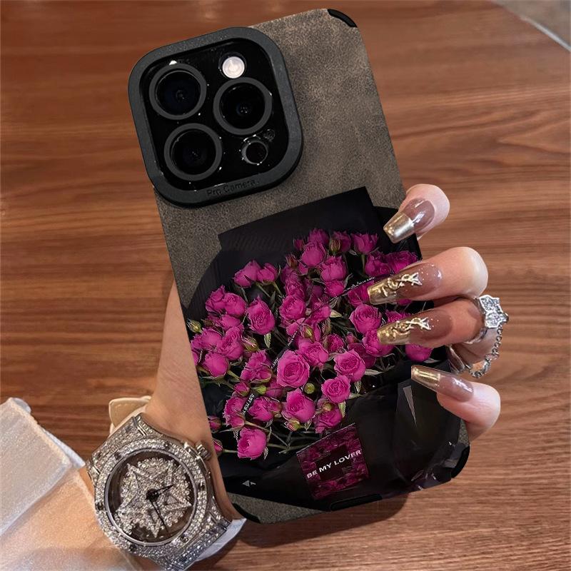 Full of Roses In Autumn and Winter, Suitable for Apple 17Pro's New 15 Flip Fur iPhon16promax Anti-drop Fine Holes