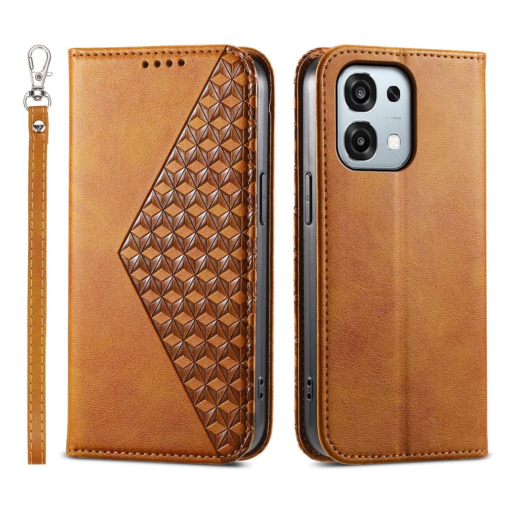 Wallet Case For Oppo F31 5G/A6 Pro 5G/A6 Pro 4G Calf Texture PU Leather Phone Cover with Wrist Strap
