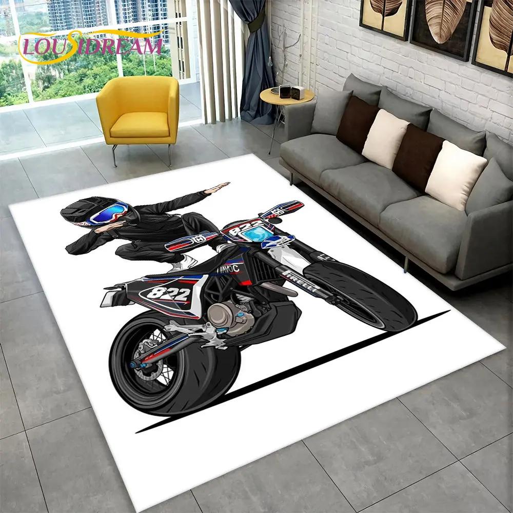 Tappeto da Area Tappeto da Corsa per Moto 3D Grande, Tappeto per Casa Soggiorno Camera da Letto Divano Zerbino Decorazione, Tappetino Antiscivolo per Giochi per Bambini
