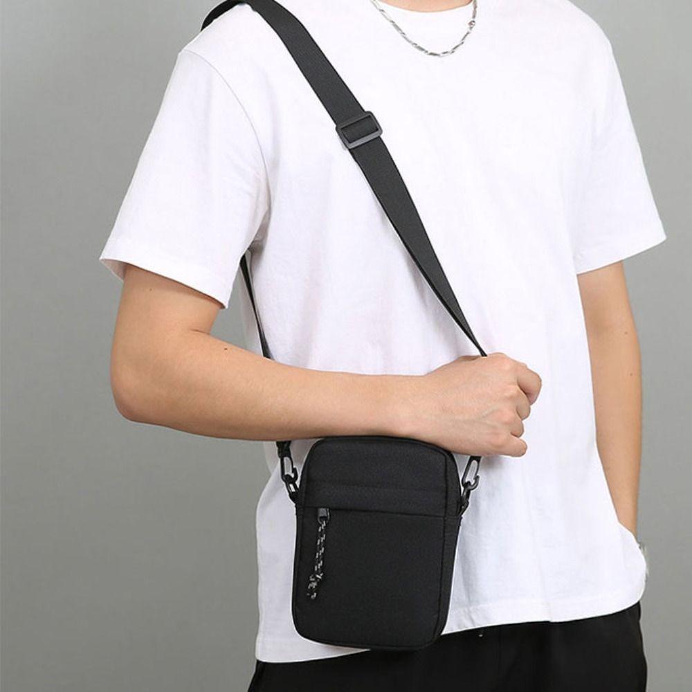 Messenger-Schultertasche für Herren, lässig, aus Canvas, kleine Umhängetasche mit Reißverschluss, einfache kleine Umhängetasche für Herren