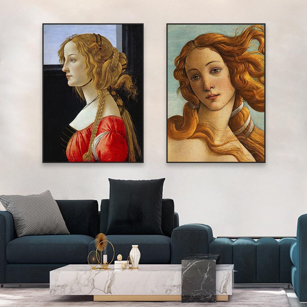 Classical Sandro Botticelli Oil Painting Poster Renaissance Art Prints Birth of Venus Canvas Painting Gallery Home Bedroom Decor