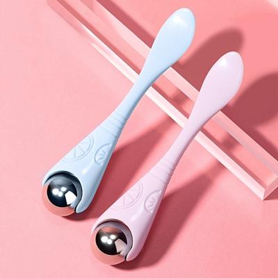 1PC Double Head Eye Massage Ball Stick - Contains Hygienic Spoon, Soothes Puffiness and Fades Dark Circles, Facial Massager