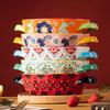 Flowering Binaural Bowl Ceramic Creative Retro Tableware Plate Plate Cheese Baked Rice Plate Vegetable Plate Fruit Plate