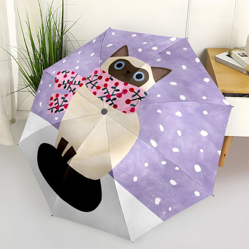 

1pc Winter Cat Scarf Automatic Folding Umbrella - Portable Collapsible Design, 8-Rib Iron Frame, Durable Fabric yy251125038