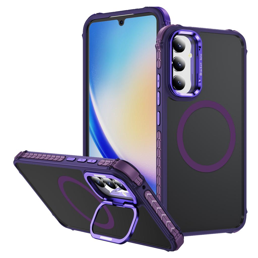 For Samsung Galaxy A05s 4G Case with Lens Kickstand Matte Phone Back Cover Compatible with MagSafe