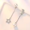 Unbalanced Aaa Zirconia Shell Pearl Moon Star Silver Needle Earrings