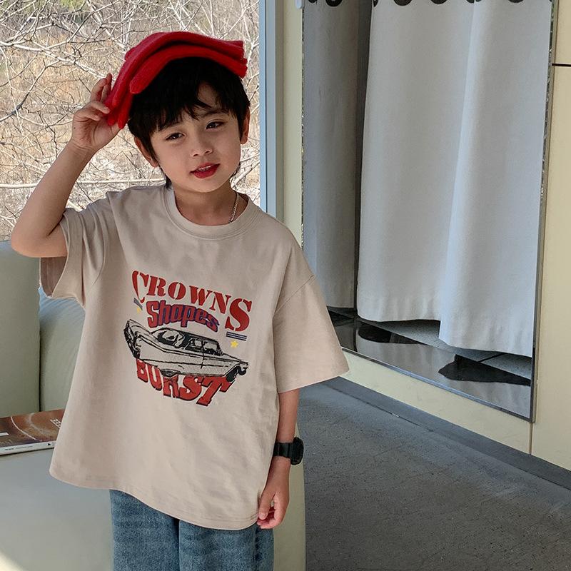 

Летняя мода для мальчиков и девочек с коротким рукавом 170 бежевый