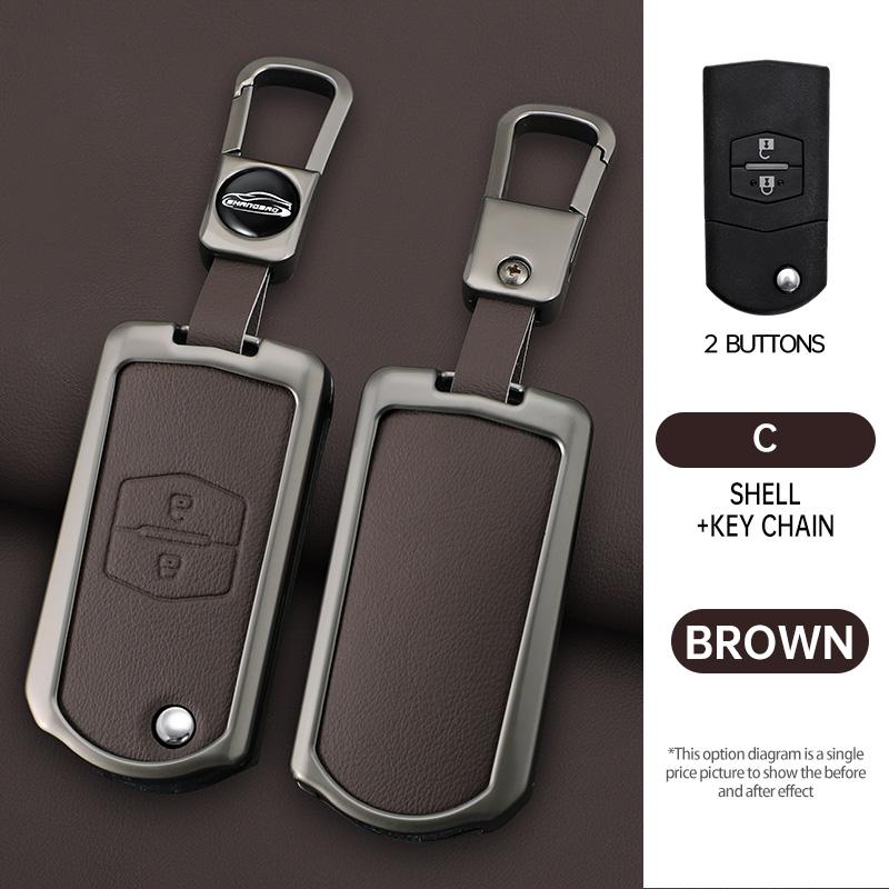 Metal Car Key Case Cover Holder Shell Fob For Mazda 3 5 6 Series M6 Rx8 Mx5 2 3 Buttons Keyless Key Protector Bag Accessories