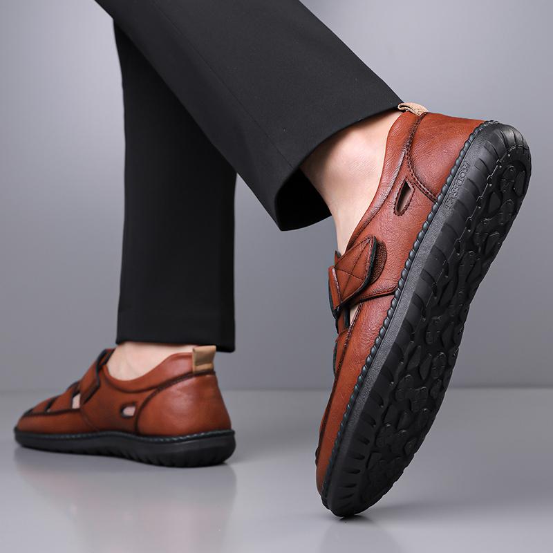 Men's Sandals Shoes Anti-slip Breathable Hollow Outdoor Sports Beach Shoes Casual Sandals Mens Closed Toe Sandals