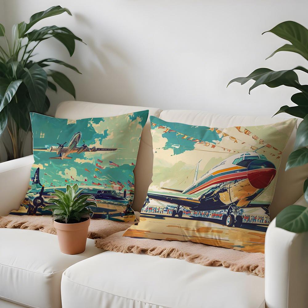 Cool Aircraft Airplane Pillow Case Living Room Sofa Decorative Cushion Cover Simple Household Light Luxury Printed Pillow