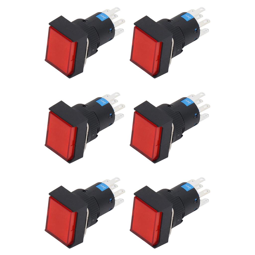 25 Pcs Push Button Switch Light Indicate Self Locking Long Life Industrial Control Push Switch Button for Contactor 24V