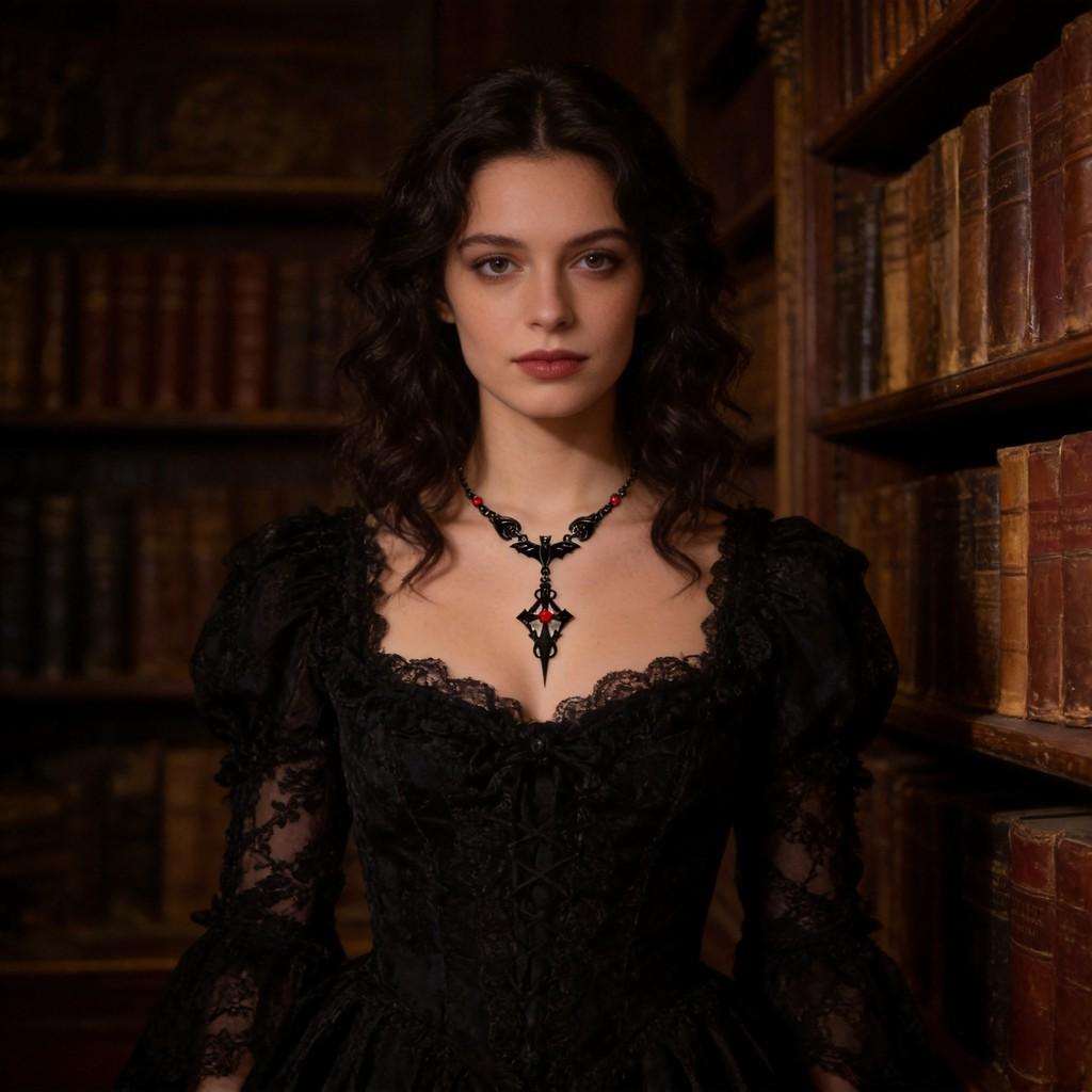 Collana Ciondolo Croce Pipistrello Gotico Vampiro per Donna in Lega