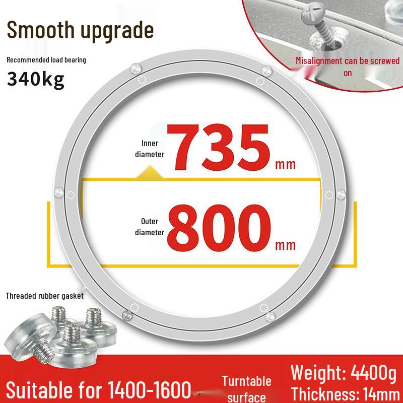 Round Marble Wooden Dining Table with Silent Aluminum Lazy Susan and Rotating Base