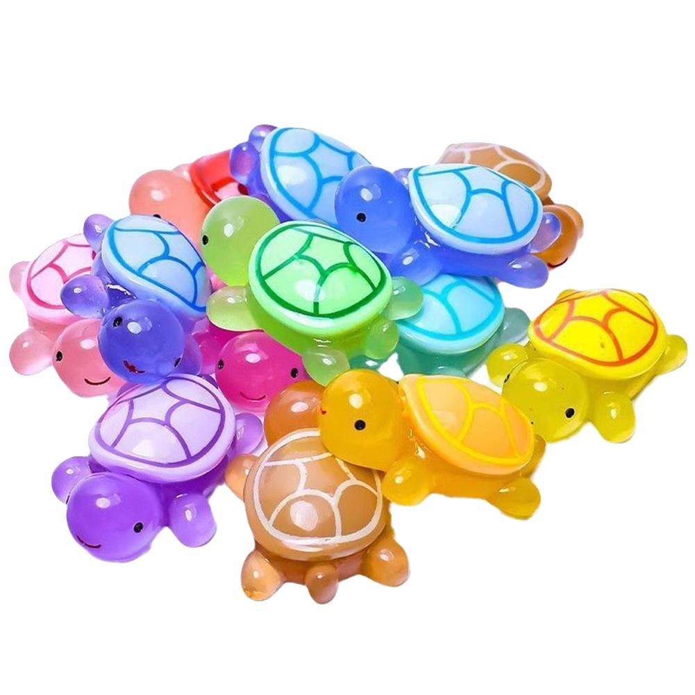 100pcs Mini Resin Turtles Night Glow Turtle Figurines Multi-Function Glow In The Night Turtle Miniatures for Micro Landscap