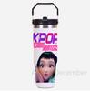 30Oz Anime K-Pop Large Capacity Portable Car Cup Stainless Steel Thermos Cup with Straw Handle Travel Sports Water Bottle Vacuum Flask