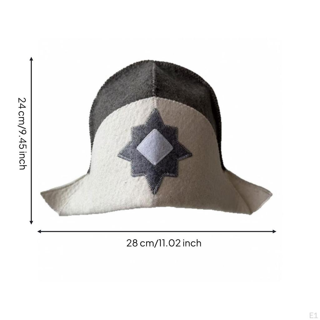 Felt Sauna Hat Color-Block Cap with Brim Breathable for Spa Goers