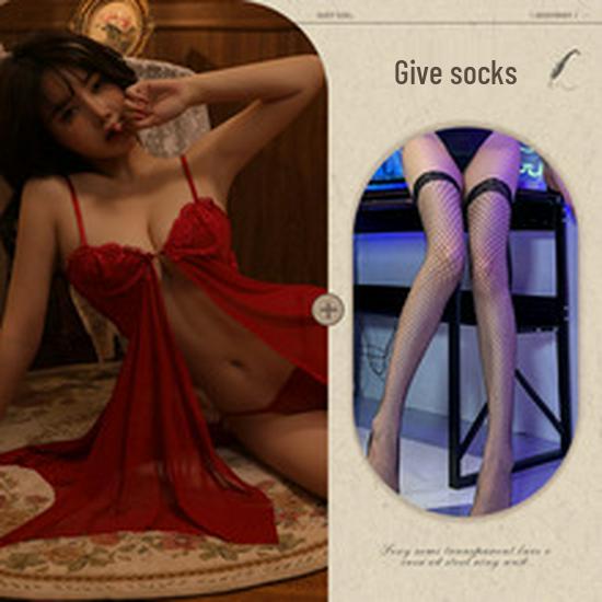 Summer Lace Trim Sexy Mesh Camisole for Women - Front Closure Sleepwear