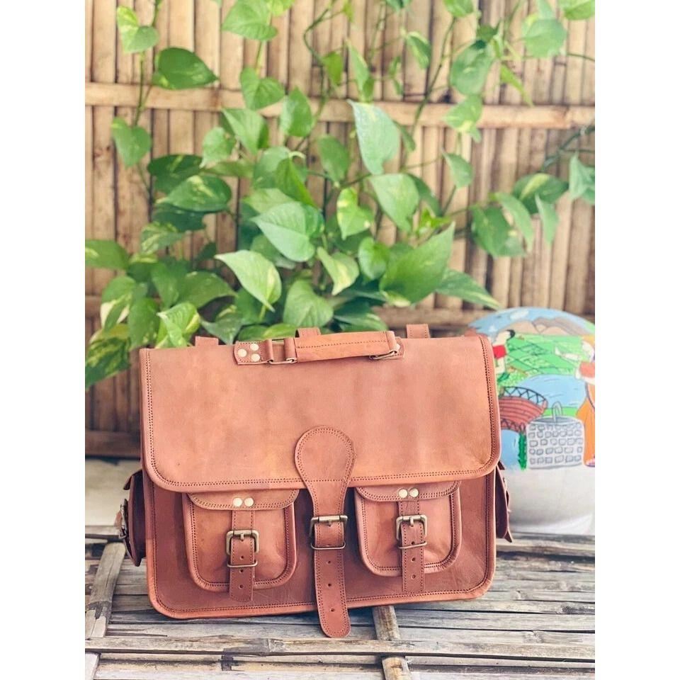Handmade Luxury Leather Vintage Laptop Messenger Briefcase Bag Satchel