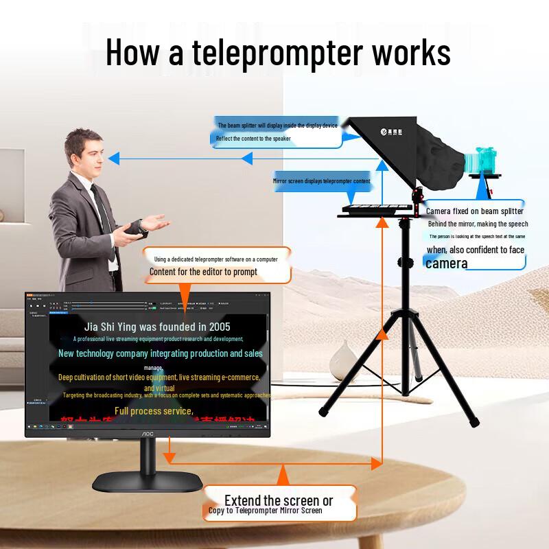 JS24P Professional 24-Inch Dual-Screen Teleprompter Kit