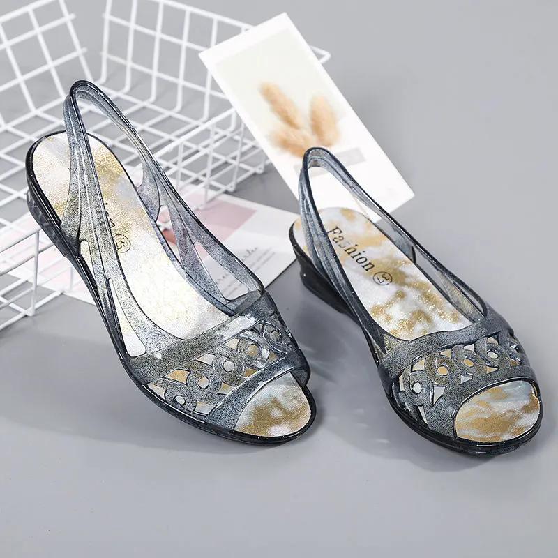 

WTEMPO Открытые носки однотонные простые одинарные сандалии женские весна-лето большого размера толстый каблук нескользящая повседневная рабочая обувь 40 серый