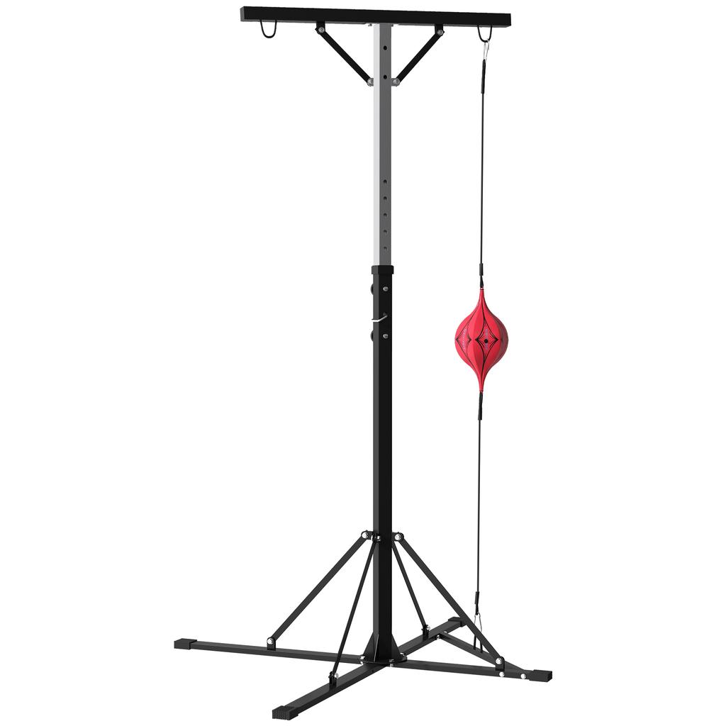 Punching Bag Stand, Height-Adjustable, with Speed Ball, Metal Frame, 160L x 145W x 175-220H cm, Black