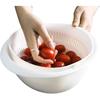 Double Layer Swivel Drainer 2 in 1 Bowl Strainer Combo - Kitchen Colander Fruit Wash Strainer for Cleaning Veggies, Noodles (White)