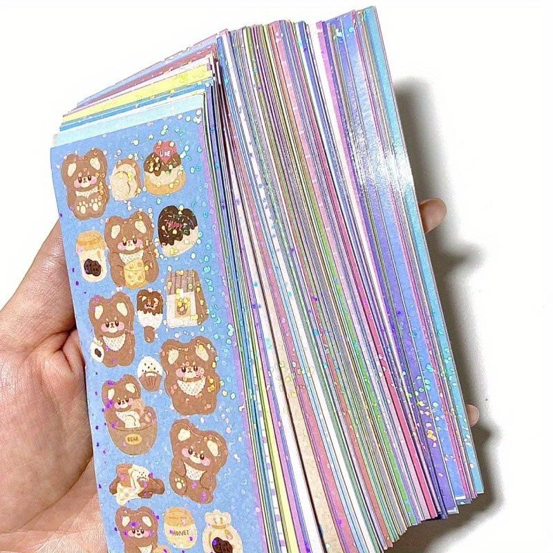 100Pcs Korean Style Laser Stickers Set, Non-Repeating Decorative Stickers Kit, Cute Ins Gukka Stickers, Glitter DIY Craft Stickers Pack
