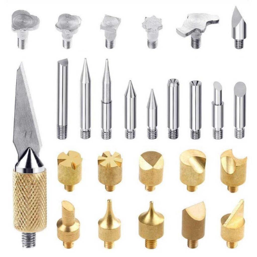 28-Piece Adjustable Temperature Soldering Iron Set with Pyrography Pen - 110V European Standard