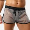 Men's Drawstring Waist See-Through Mesh Breathable Fishnet Shorts Gym Running Loungewear