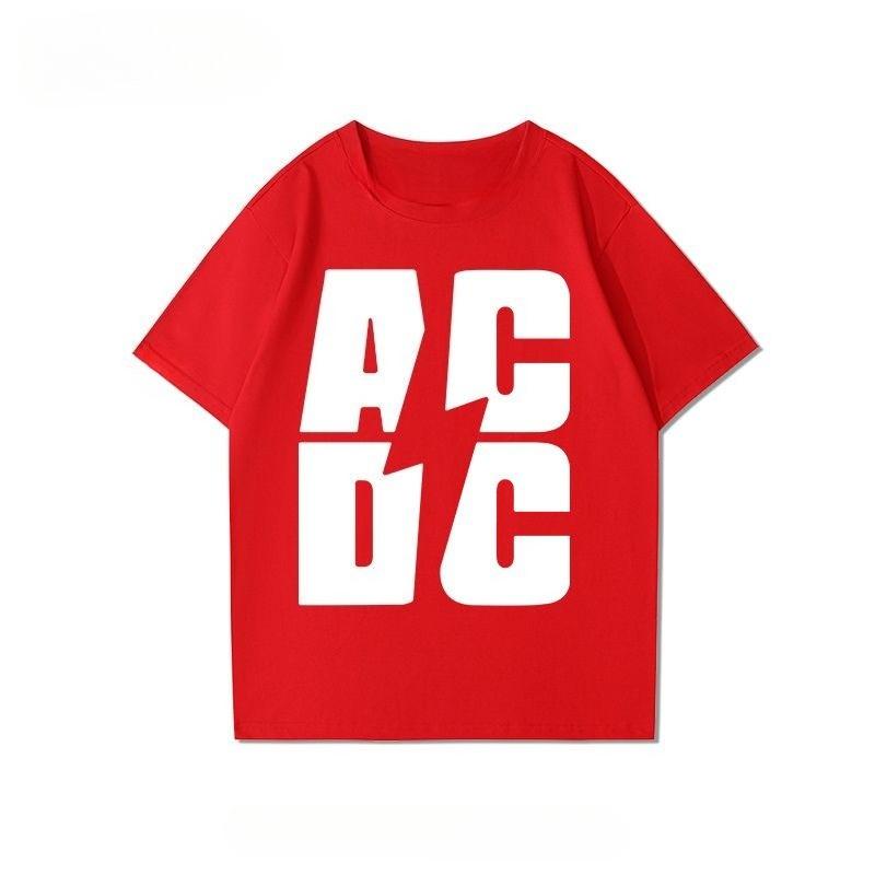 ACDC Band T-shirts for Men and Women with Retro Prints, A Classic European and American Band Metal Rock Trend, Ins Half-sleeved