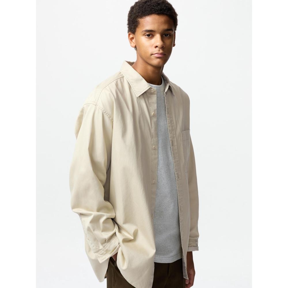 

Uniqlo Twill Over Shirt Long Sleeve 32 BEIGE/UNISEX S