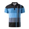 Men Geometric Color Block Short Sleeve Textured Polo Shirt