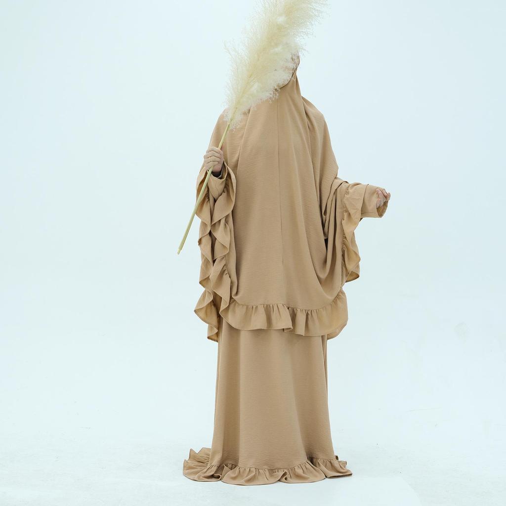 Loriya 2025 Solid Color Dress with Large Headscarf LR972