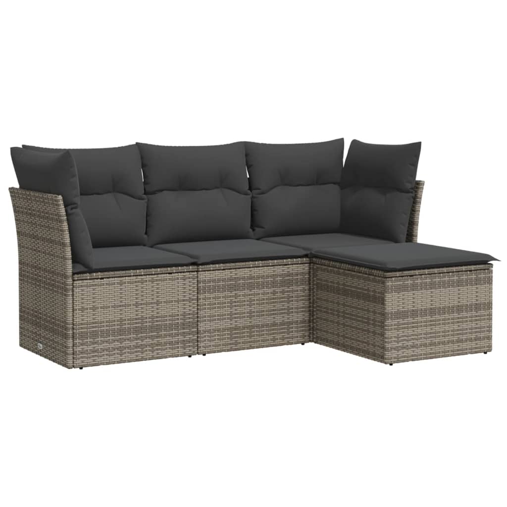 Vidaxl 4-Cz. Set da Giardino, Cuscini, Grigio, Rattan PE