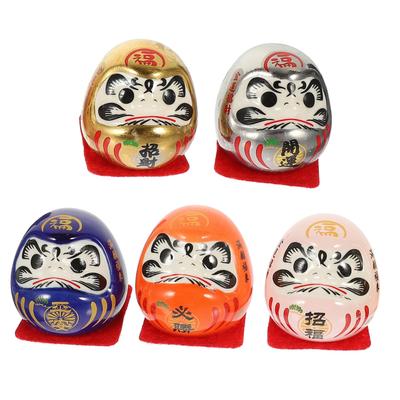 YARDWE Japanese Ceramic Daruma Egg Lucky Decorations for Car and Home Exquisite Traditional Crafts for Wealth and Set of 5 Figurines, Decor, Design,