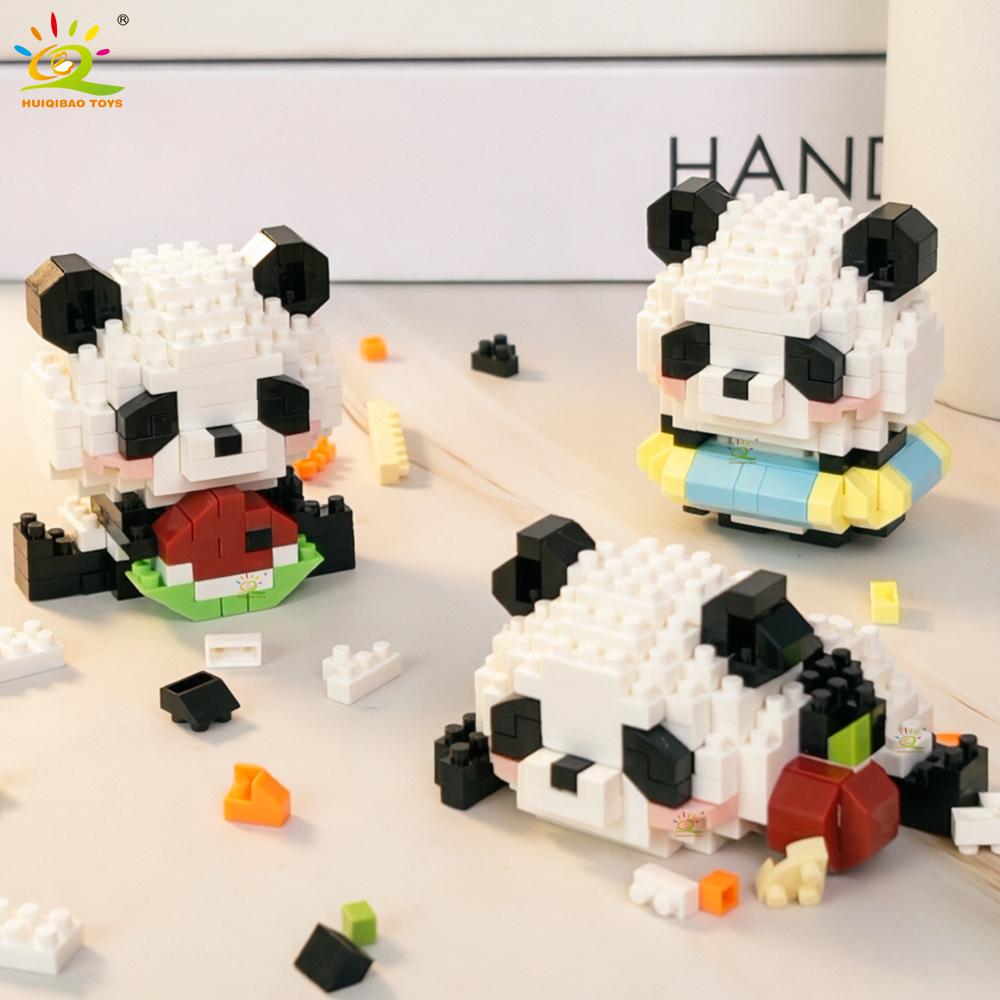 Bricks Toys Model DIY HUIQIBAO Mini Cute Panda Micro Building Blocks 3D Diamond Animal City Construction for Kids Children Gift