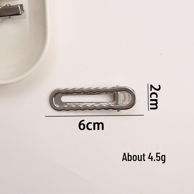 Korean Y2K Silver Side Bangs Duckbill Clip - Women's Sweet Hair Accessory