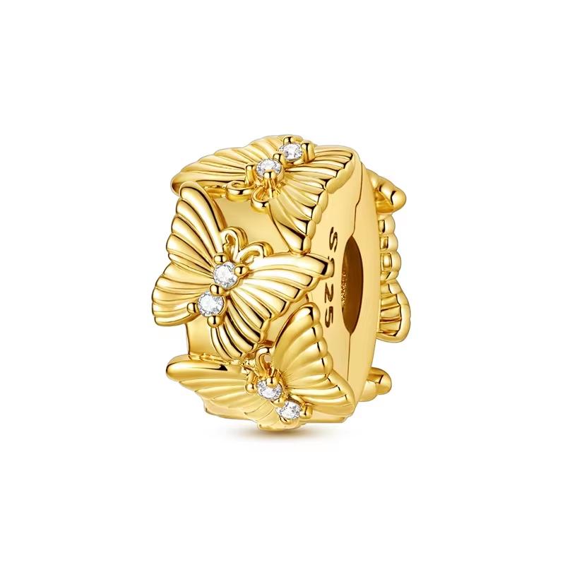 925 Silver Golden Pumpkin Cart Heart-Shaped Flower Puppy Charms Beads For Women Fit Bracelet DIY Jewelry Gifts