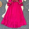 Abito Slim Vintage Ricamato Scollo a V per Donna Paillettes Frange Vocation Spiaggia A-line Abiti Casual Monopezzo Vestido Mujer Nuovo