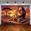 1Pcs Majestic Lion and Playful Decoration Background Winter Backdrop Decorations For Photo Studio Photo Booth Christams Party