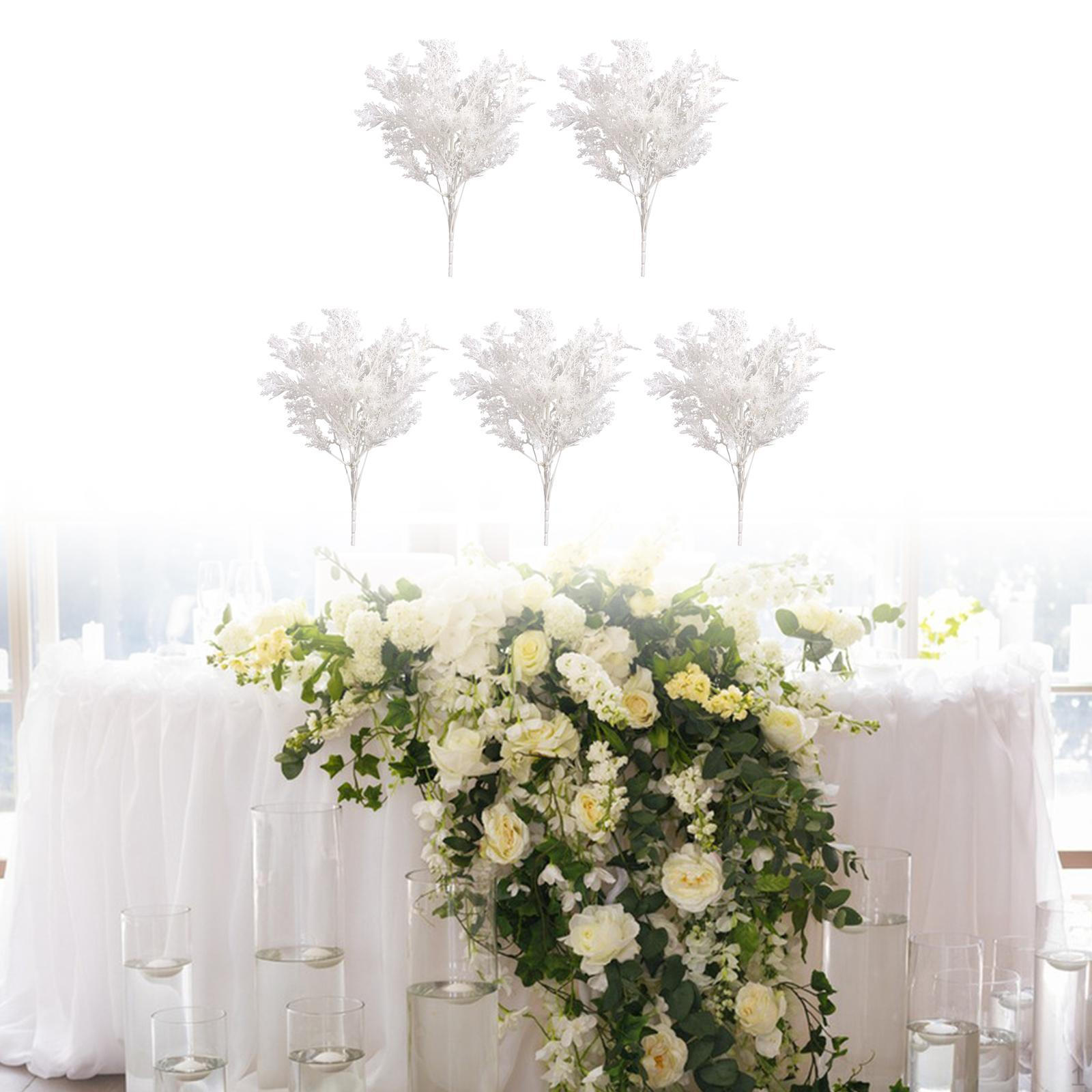 

5 штук искусственных кедровых веток для свадьбы, декоративного домашнего офиса, праздничного декора белый