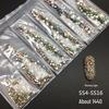 6-Grid Flat-Back Nail Art Rhinestone Set (1440pcs) - Mixed AB & Clear Glass Rhinestones Nail Decorations
