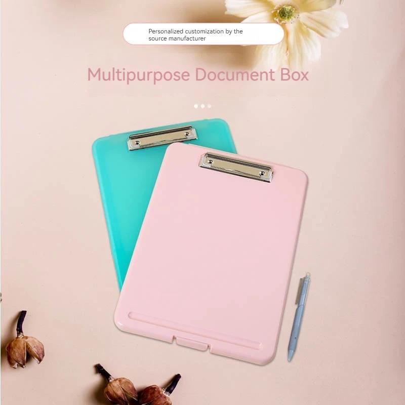 A4-Papierdatei-Dokumentenaufbewahrungsbox mit Ordnerclip Schreibtafel WordPad Büro Schule Schreibwarenhalter Organizer-Hülle